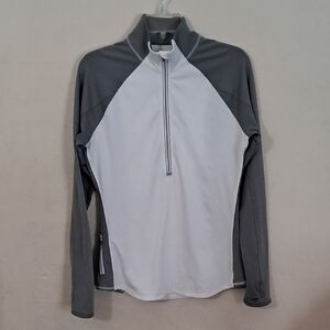 Athleta Women's Size Medium Grey And White 1/2 Zip Running Jacket
